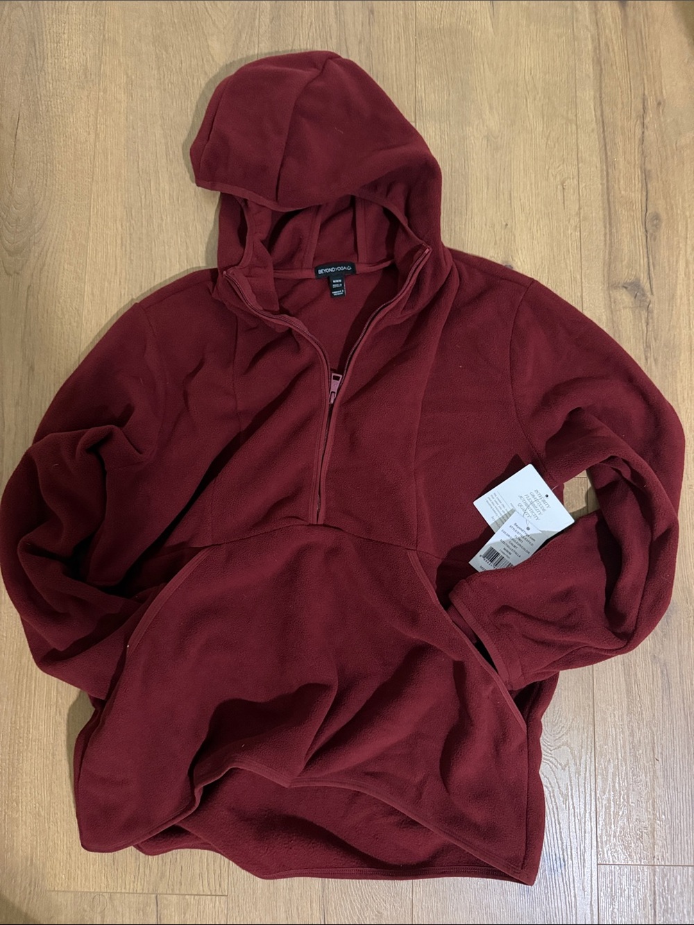 Beyond Yoga Men's Maroon Zip-Up Hoodie Fleece Pullover